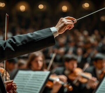 Conductor leads orchestra stockcake 360x320